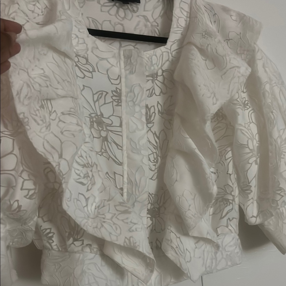 White Floral Ruffle Jacket - Picture 3 of 4